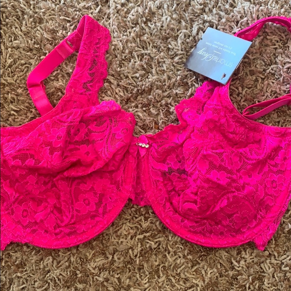 Hot pink 36 DDD lacy bra